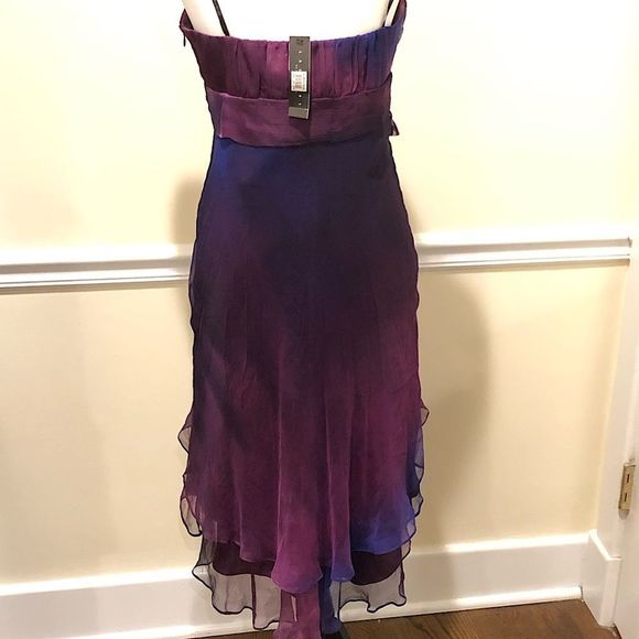 LAUNDRY SHELLI SEGAL Purple Silk Dress With Gentle Darting & Layers Sz 10 NWT - Picture 9 of 13